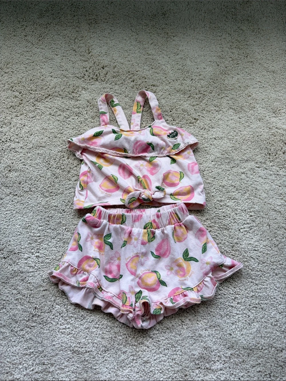 Juicy Couture | Pink Peach Print Girls Matching Tank & Shorts Set